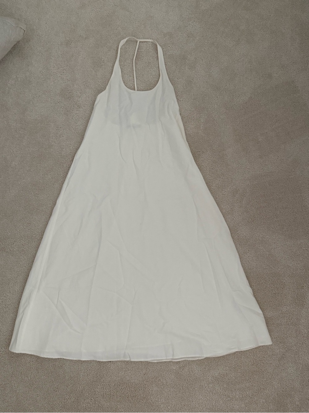Zara White Halter-Back Maxi Dress